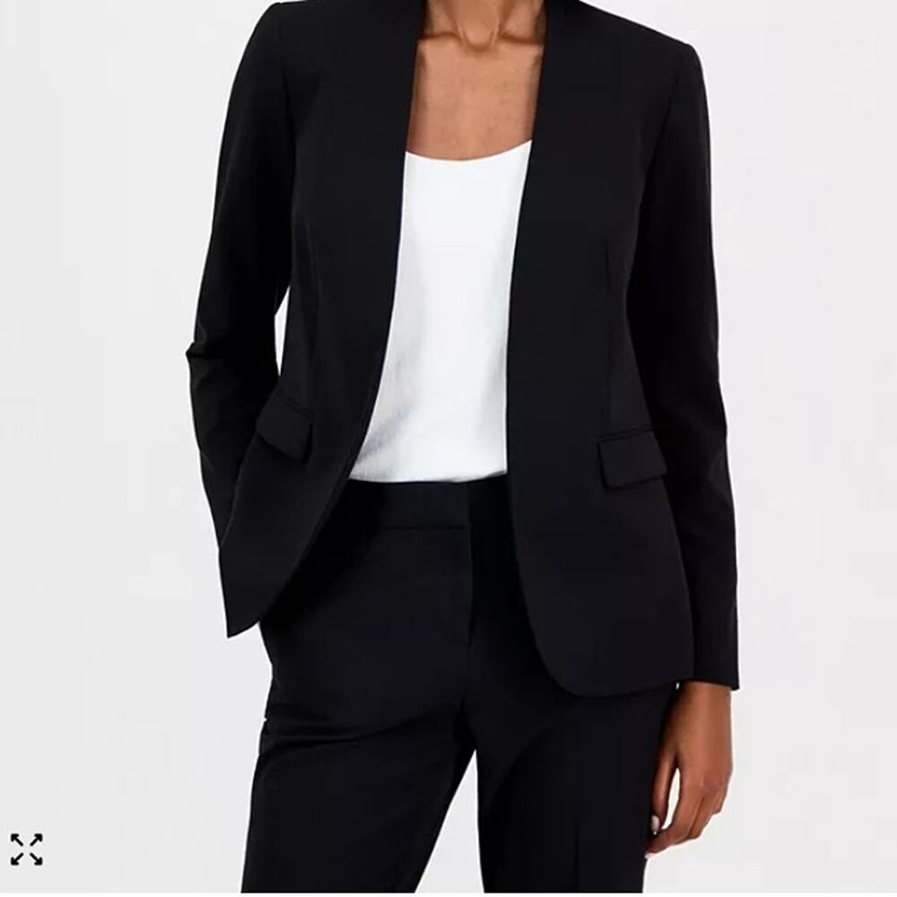 Bar III Black Bi-Stretch Collarless Blazer Size 1X Open Front Macy's Plus Size